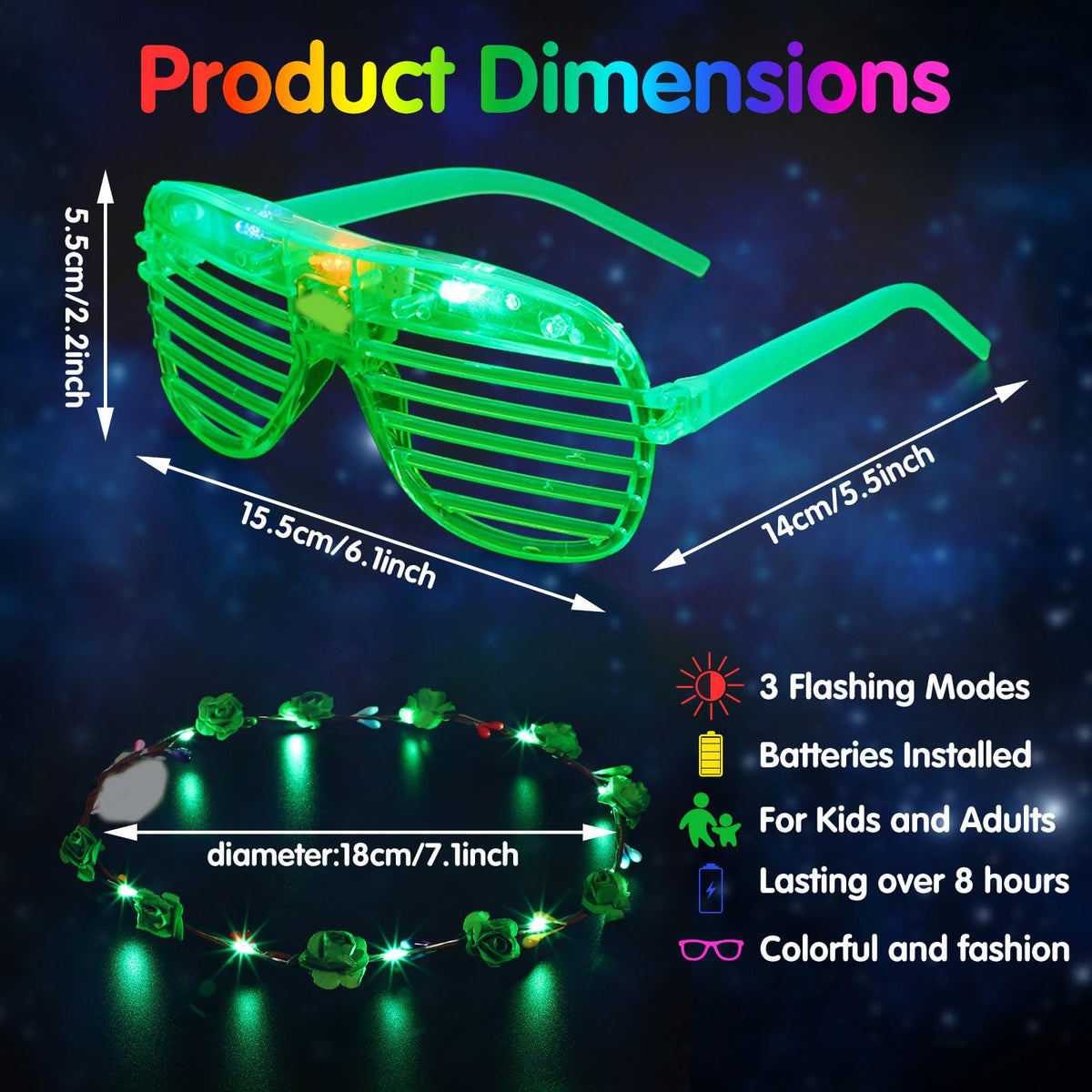 Honoson LED glasses with three bright LEDs for night events