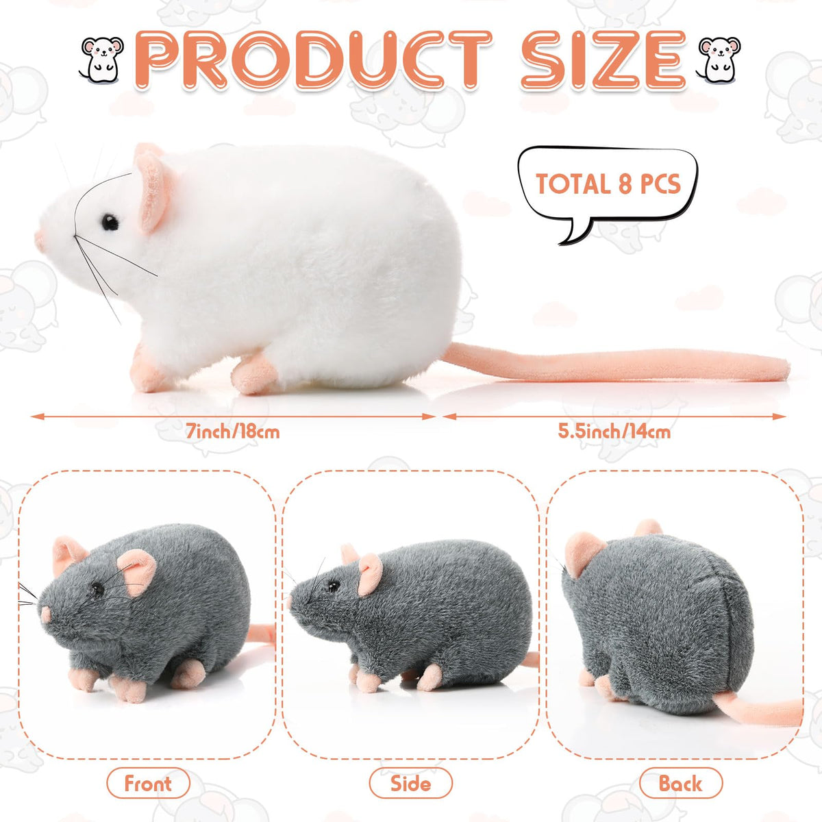 Honoson light-gray rat plush for cozy storytelling and creative pretend play.