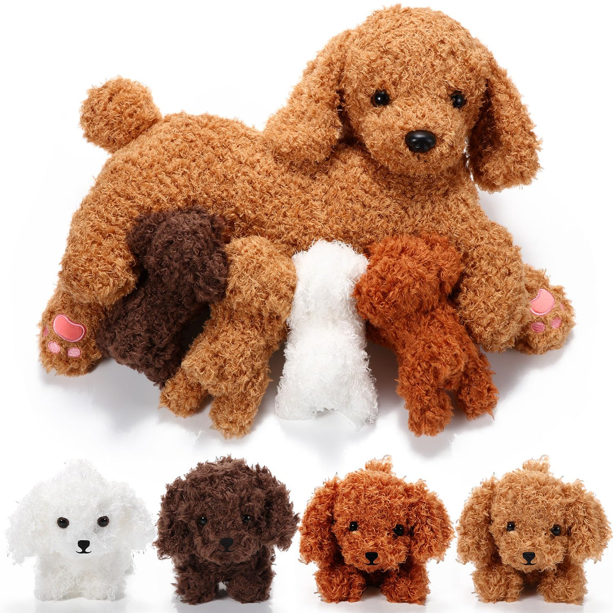 Honoson nurturing dog mommy 15in with puppies fosters cozy storytelling moments.