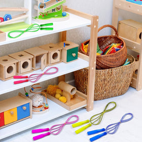 Great for gym or recess with colorful ropes and handles.