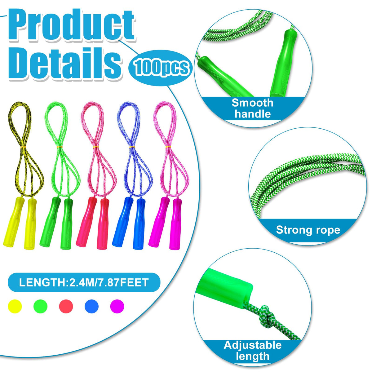 Honoson jump rope with colorful handles for easy grip during games.