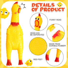 Honoson rubber chicken squeak closeup showcasing durable squeaker ideal for stress relief.