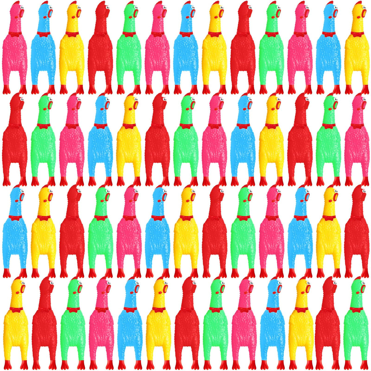Honoson rubber chicken pack front view with vibrant colors for interactive play.