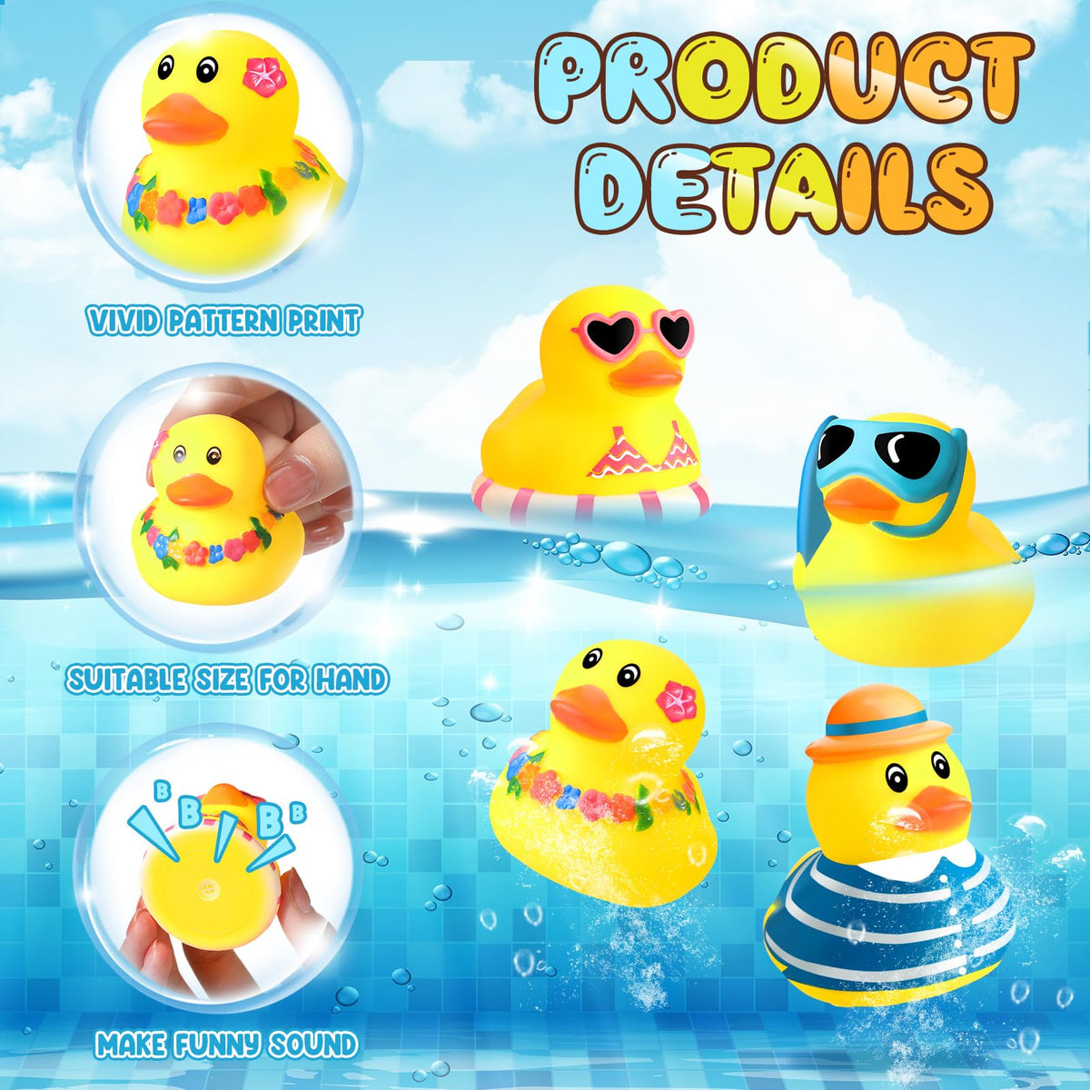 Honoson four-style ducks ideal for classroom rewards and party decor.