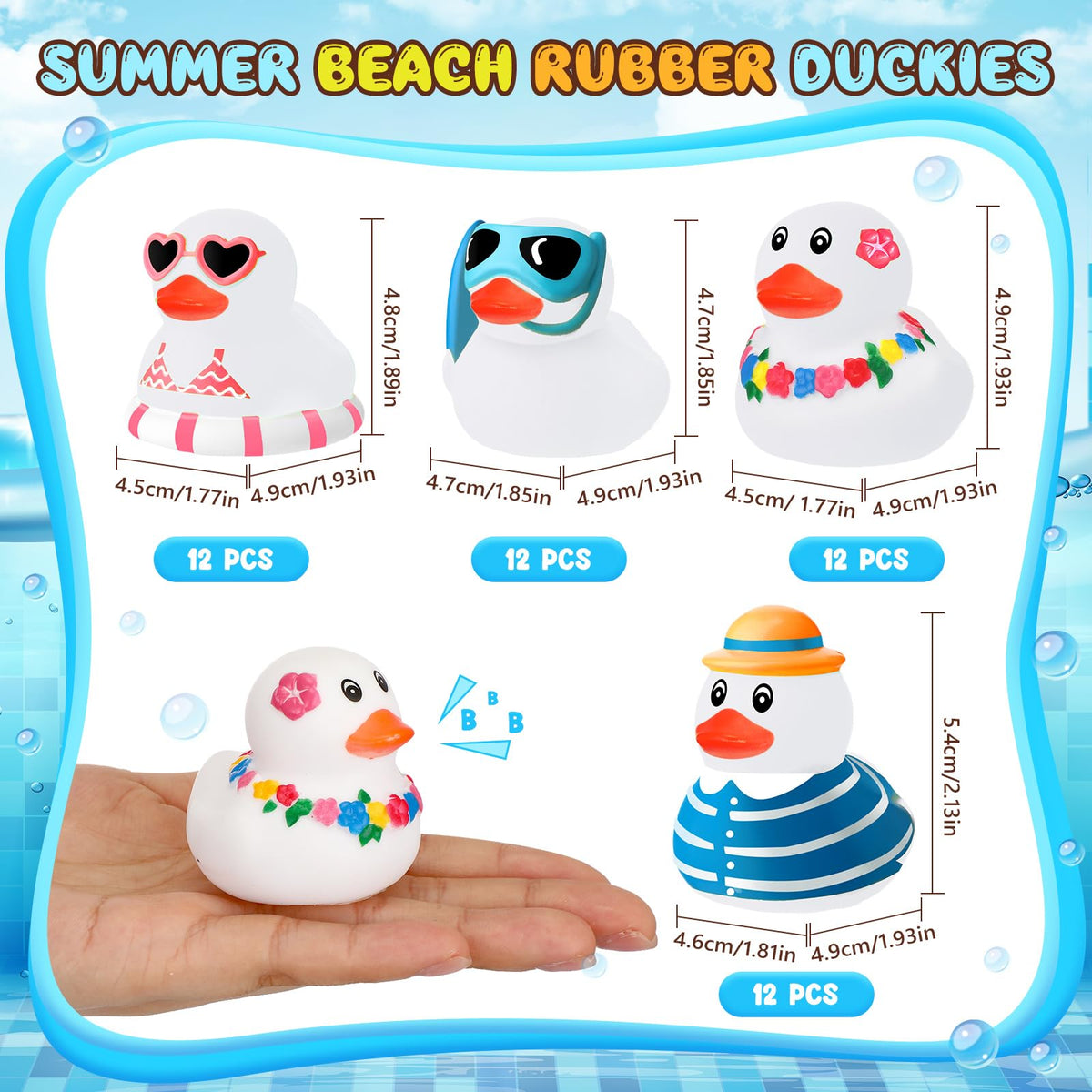Honoson squeaky bath ducks made of durable rubber.