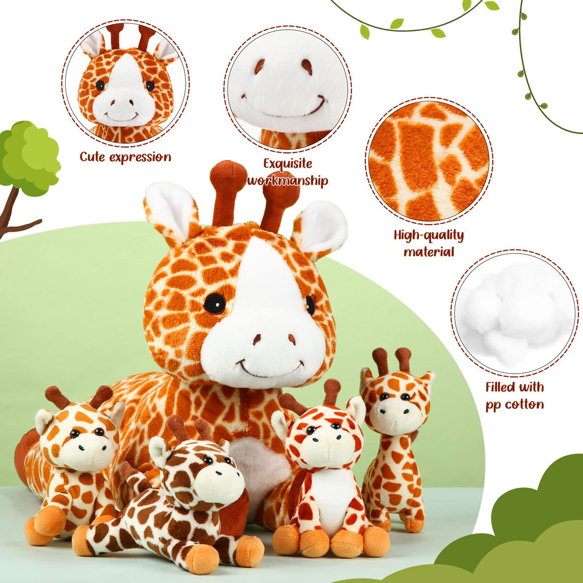 Honoson Valentine Giraffe baby2-zippered-tummy plush offers soft texture for gentle play.