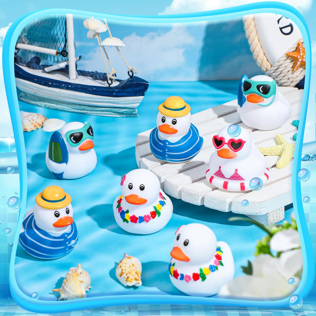 Honoson white mini ducks, 2-inch size for bath time squeak play.