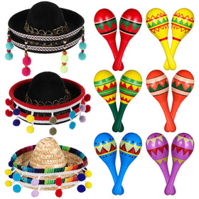Honoson wooden fiesta maracas with vibrant colors, perfect for lively party ambiance.
