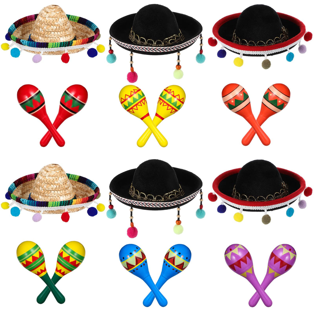 Honoson wooden fiesta maracas showcase bright patterns for engaging photo moments.