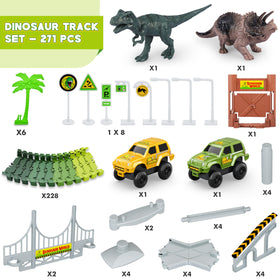 Hony Dinosaur Tracks bridge piers and trees offer outdoor-ready dino world setup.