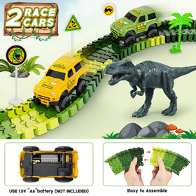 Hony Dinosaur Tracks two rack cars provide action-packed play on wheels.