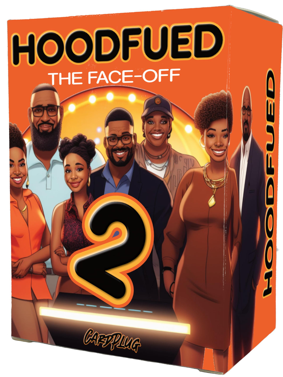 HoodFued 2 box front, ideal for game nights and gatherings.