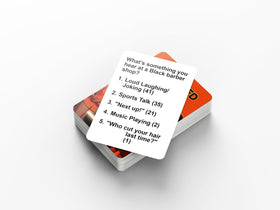 HoodFued 2 question cards showcase culture-focused trivia.