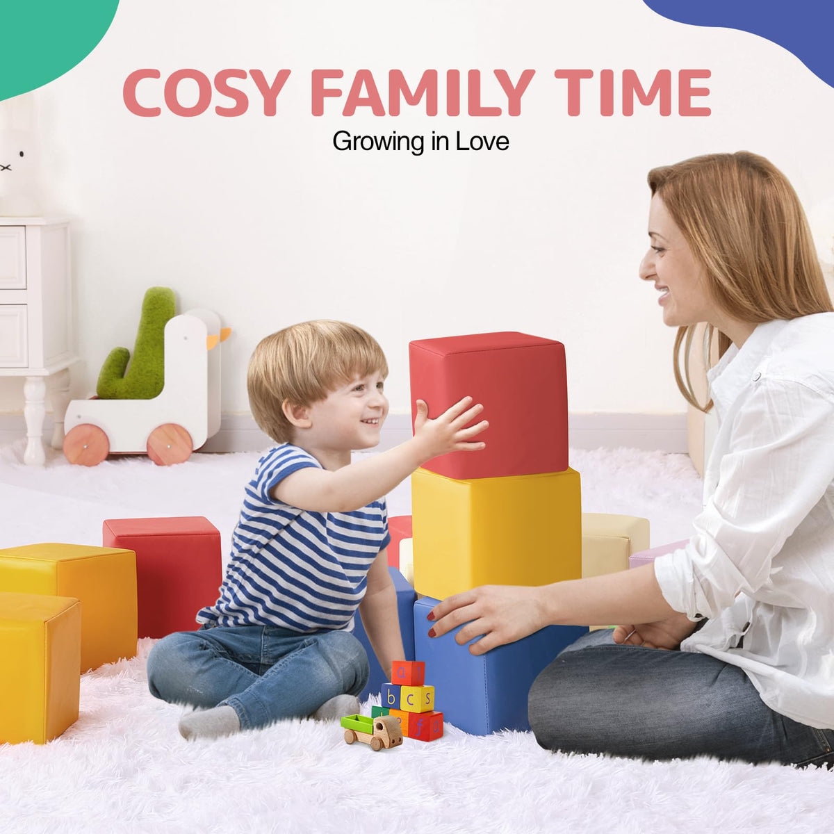 Hoohtoot color-recognition-blocks support playful learning through bright hues and creative layouts.