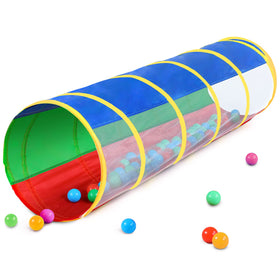 Hoohtoot Play Tunnel in assembly phase inviting toddlers to crawl safely.