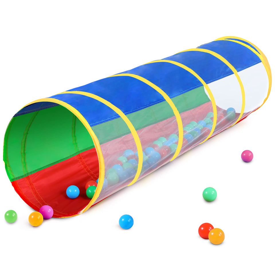 Hoohtoot Play Tunnel in assembly phase inviting toddlers to crawl safely.