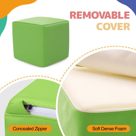 Hoohtoot pu-leather-cover blocks feature washable fabric for easy cleanup after playtime.