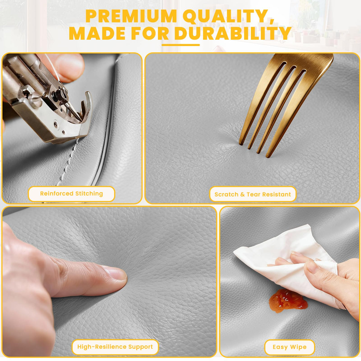 Hoohtoot PU leather-covered blocks wipe clean easily after play.