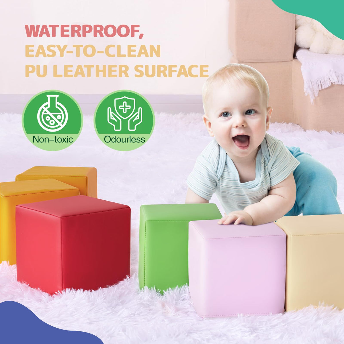 Hoohtoot soft-playblocks-closeup shows soft texture that kids grab, giggle, and stack confidently.