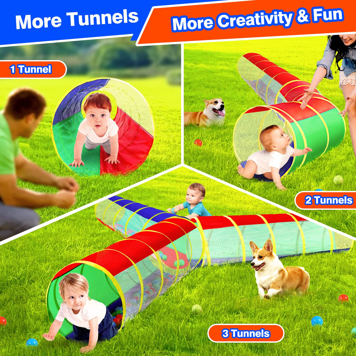 Hoohtoot Tunnel with breathable mesh walls offers airflow and parent visibility.