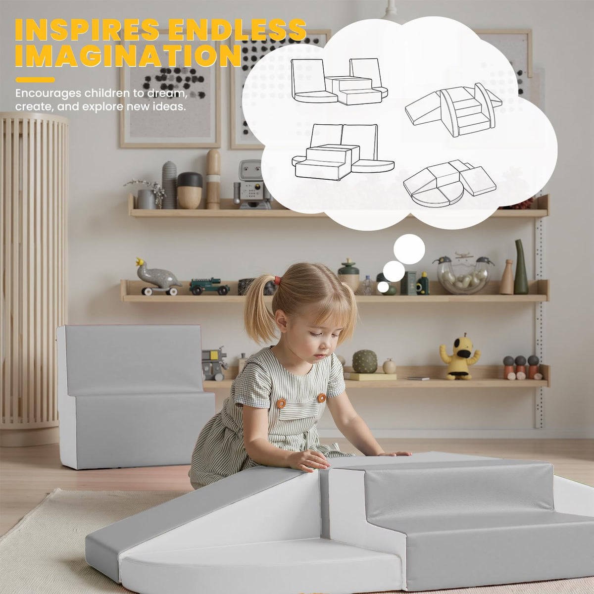 Hoohtoot versatile foam-block configurations enable multiple play layouts.