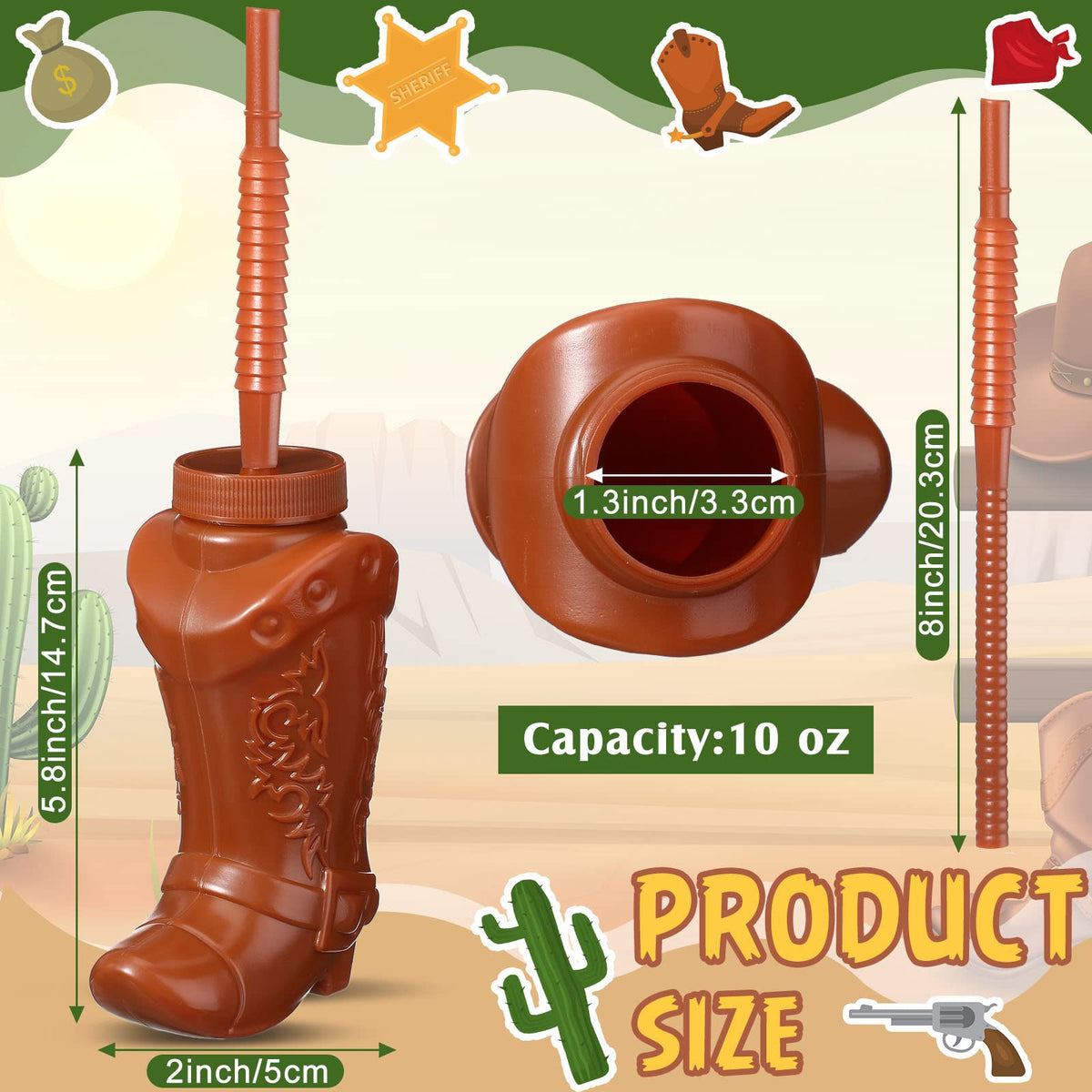 Hoolerry cowboy boot cup with straw for easy sipping.