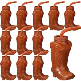Hoolerry cowboy boot cups with lids and straws for spill-proof party sipping