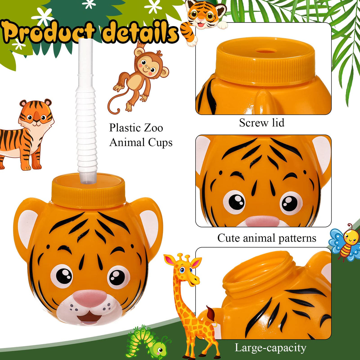 Hoolerry zoo cups featuring lions, safe and reusable for themed gatherings.