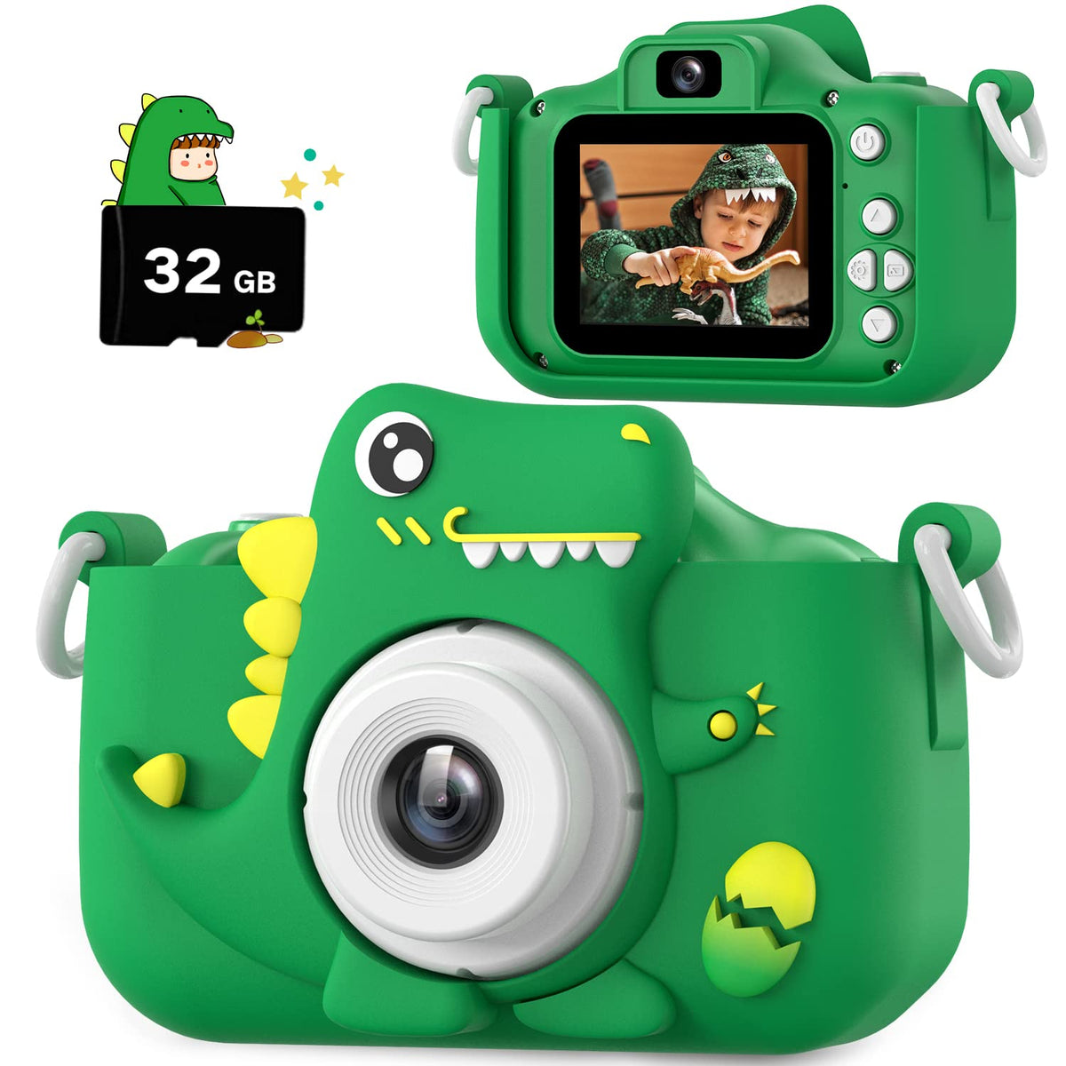 HOOMOON dinosaur kids camera front view with child-friendly design
