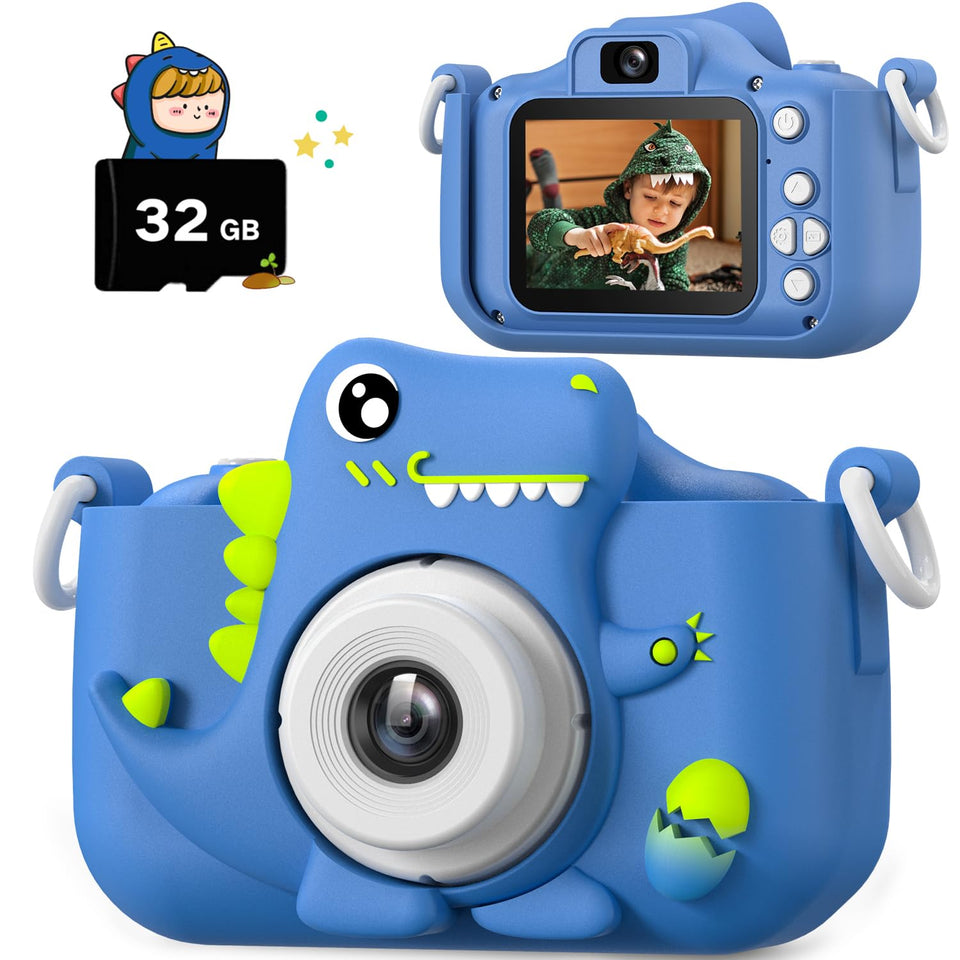 HOOMOON dinosaur kids camera front view for easy action shots.