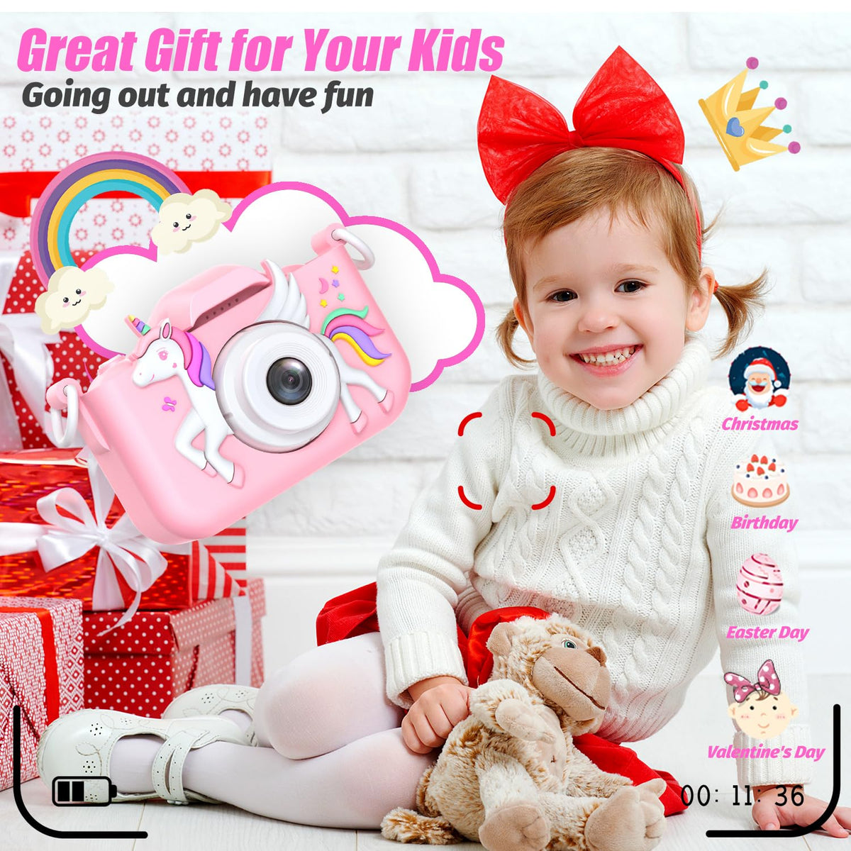 HOOMOON kids camera with lanyard ready for outdoor use