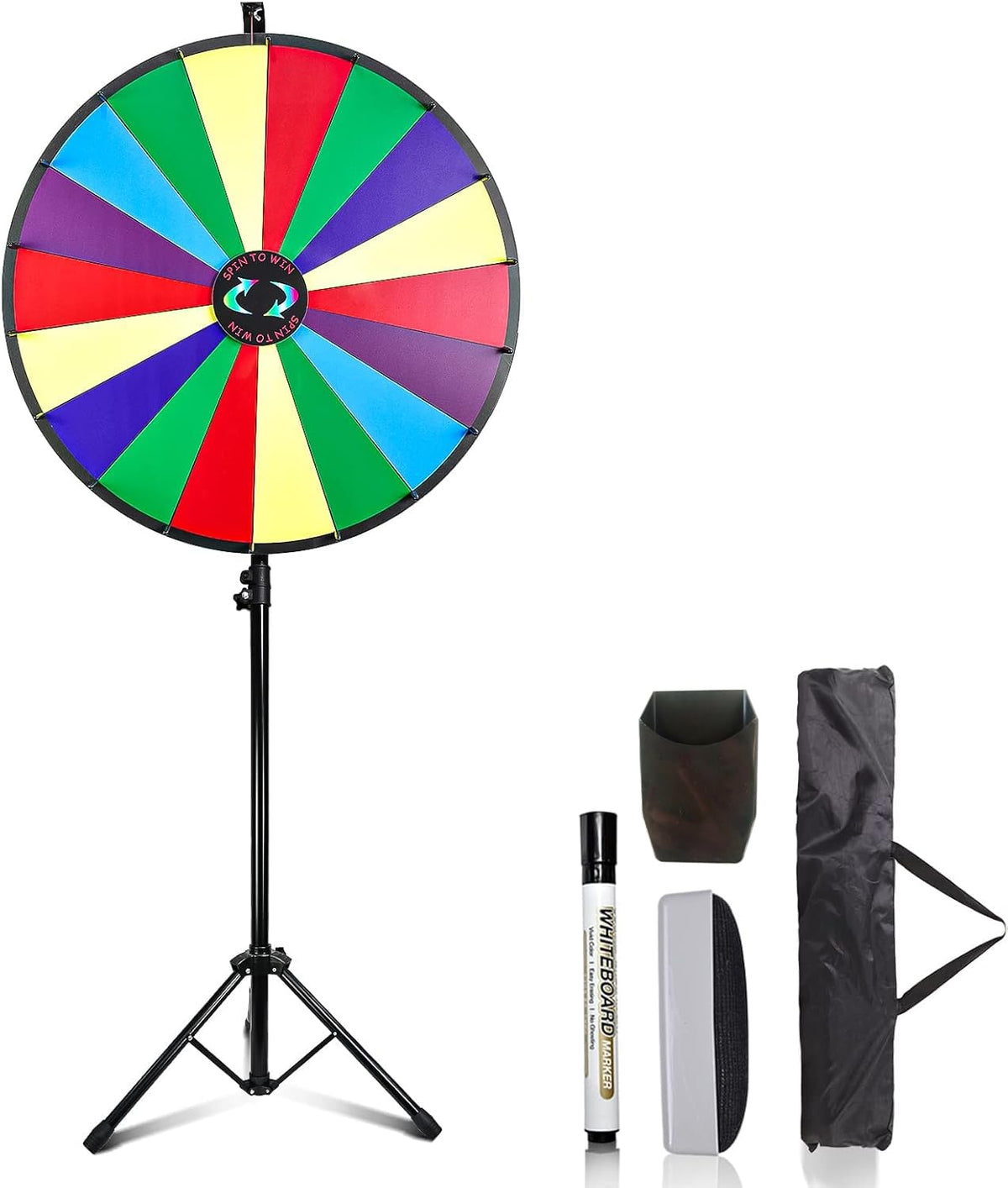 Hooomyai 30 inch prize wheel front view with colorful slots for event attention