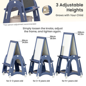 Hoopyosms art easel features two storage bags for markers and supplies.