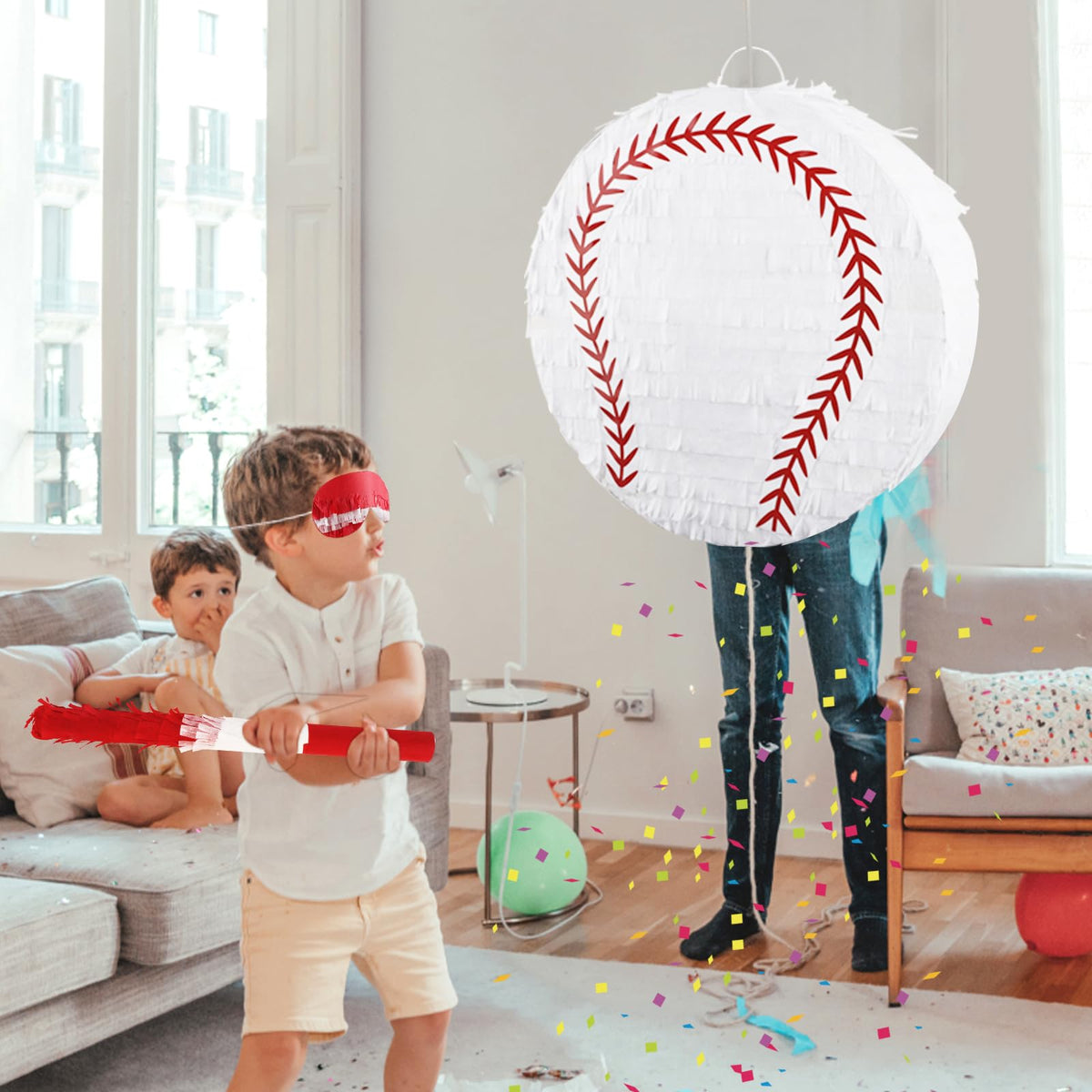 Hooqict Baseball Pinata bat-hitting action, classic party game moment