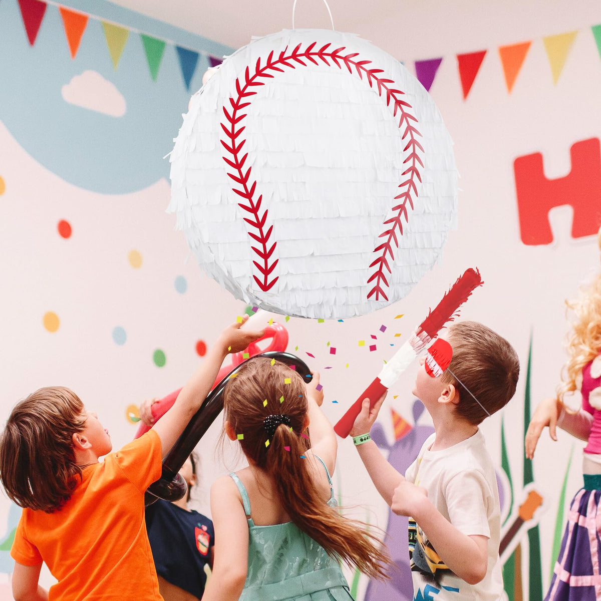 Hooqict Baseball Pinata blindfold image, fun blindfolded game for kids at parties