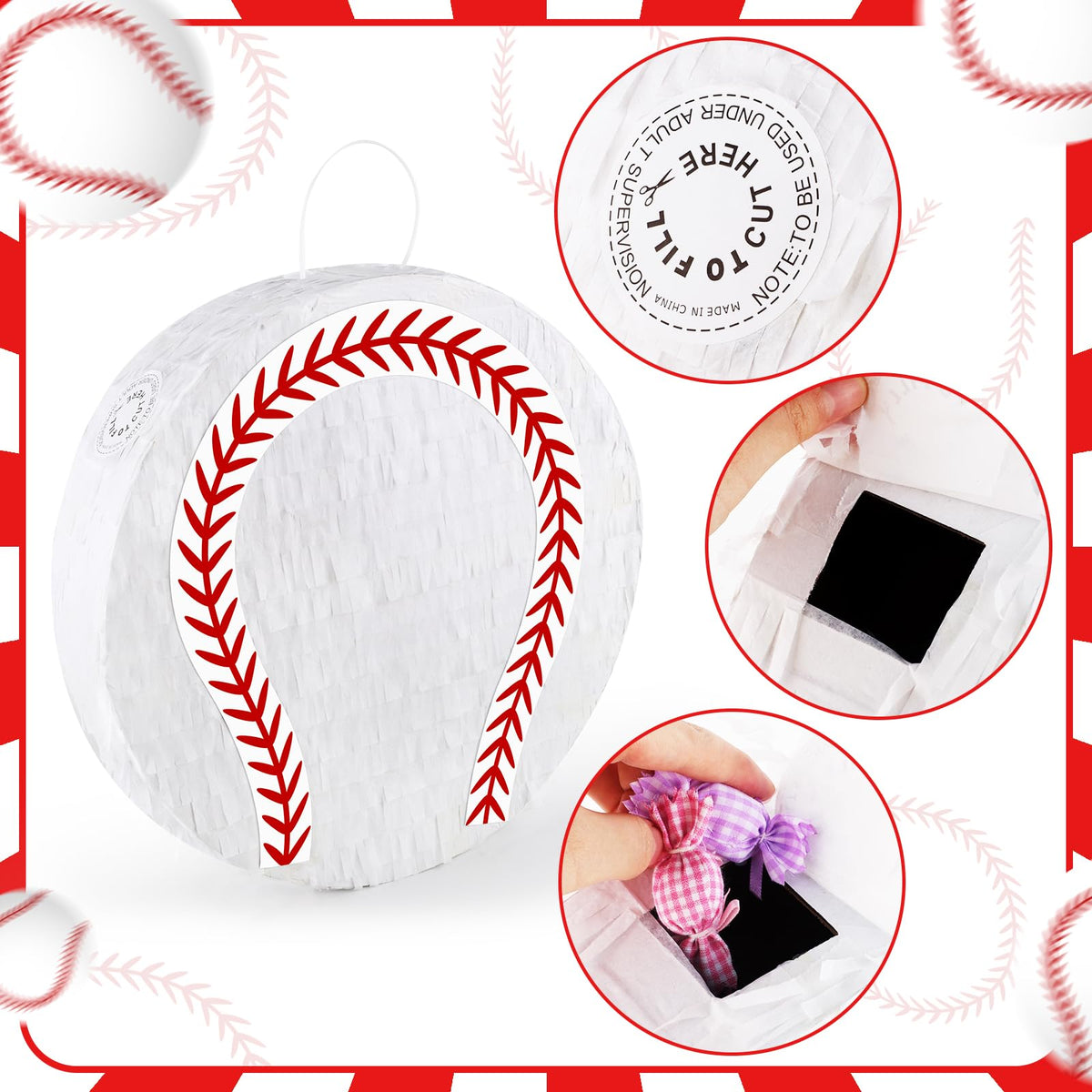 Hooqict Baseball Pinata packaging, ready-to-gift with complete game set