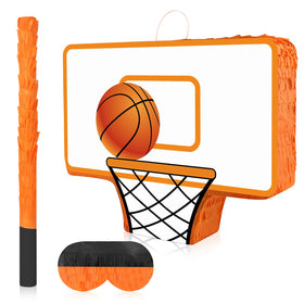 Hooqict basketball pinata hanging, perfect backdrop for a fun candy-reveal moment.