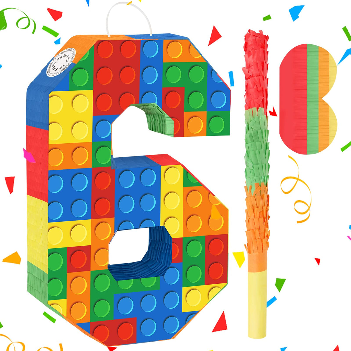 Hooqict Building Block 6 pinata bright centerpiece for a playful birthday party