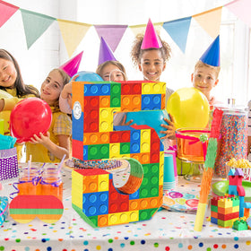 Hooqict colorful decor suits block-themed birthdays for boys and girls.
