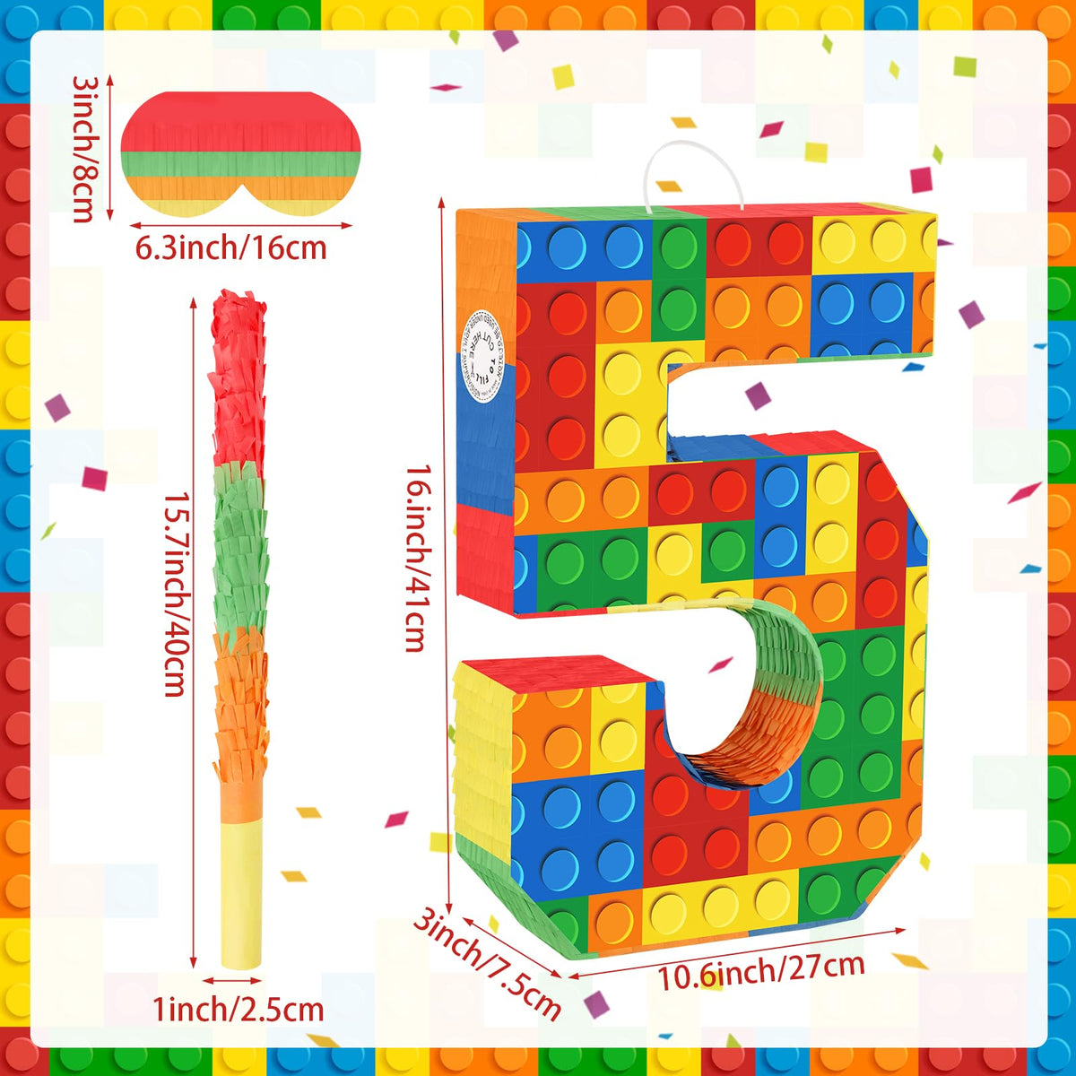 Hooqict pinata stick included for a safe, engaging kids' game.