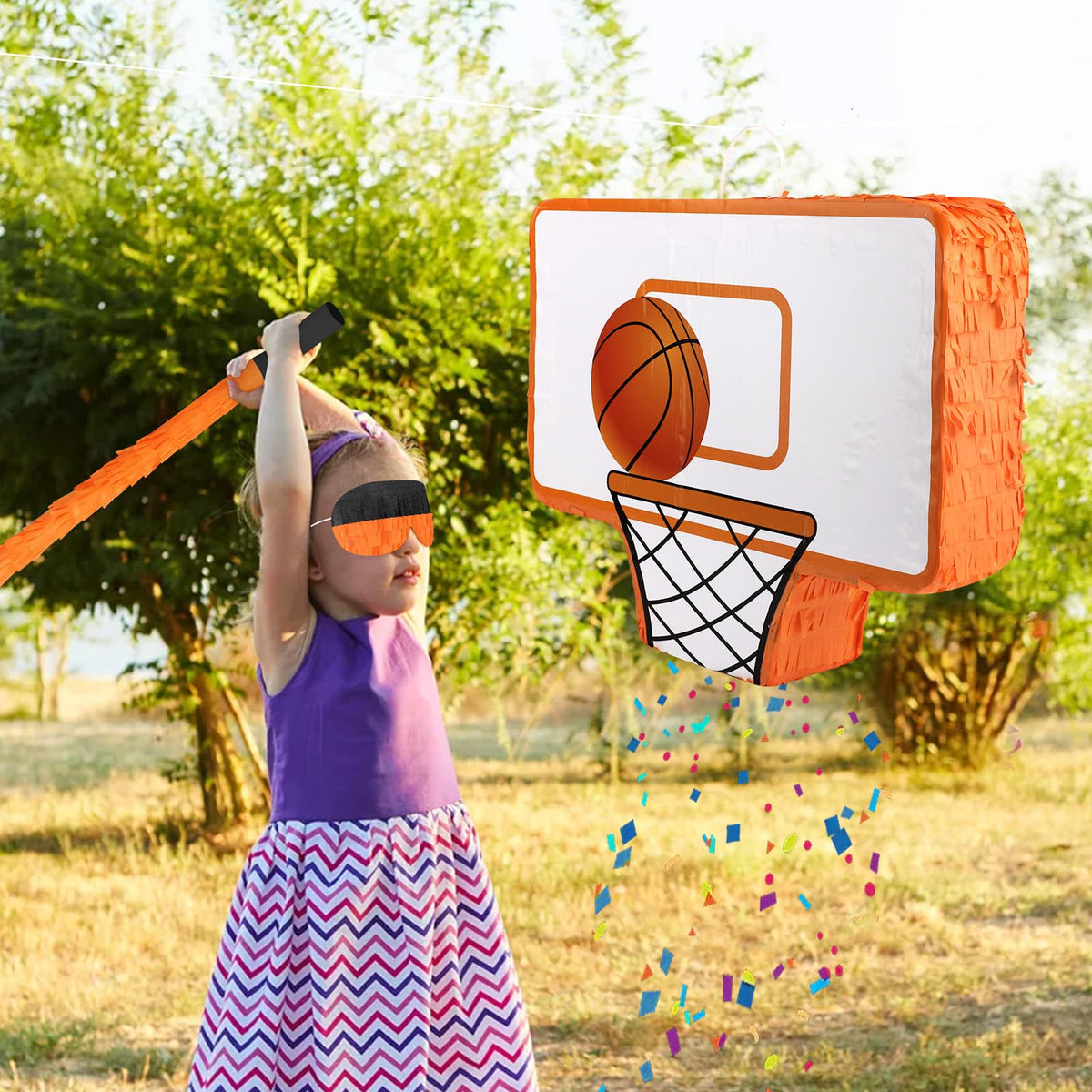 Hooqict pinata package with included stick and blindfold.