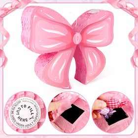 Hooqict pink bow pinata open face showing candy reveal potential