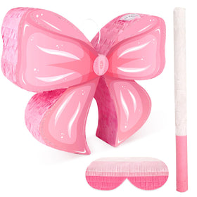 Hooqict pink bow pinata top view for party setup and prize reveal