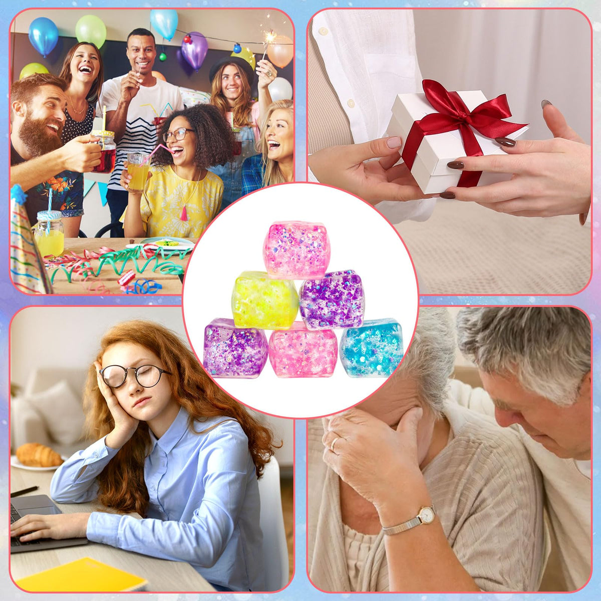 Hooqict stress cube 10-pack packaging, ideal for sharing or gifts