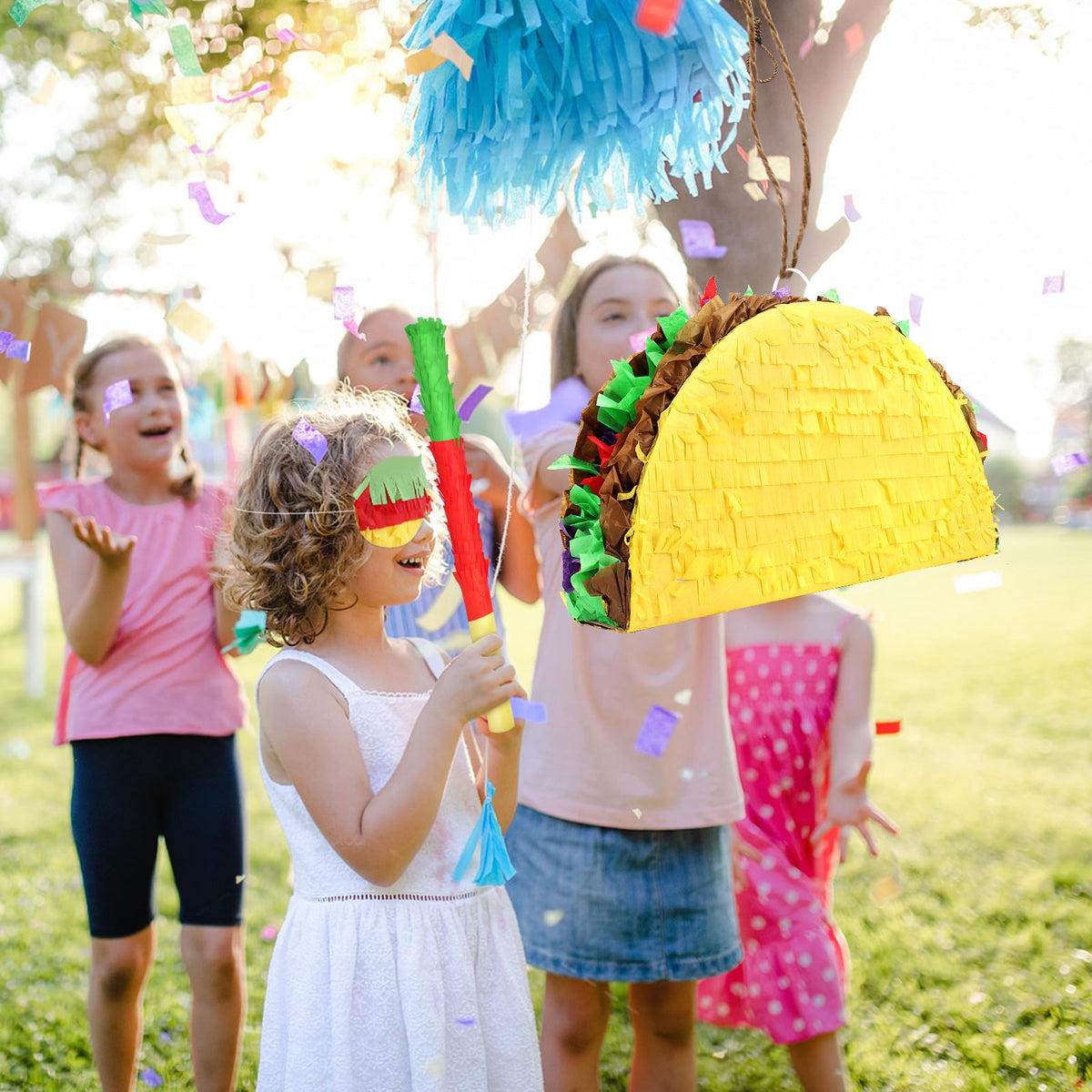 Hooqict taco pinata in action at a party decor and game