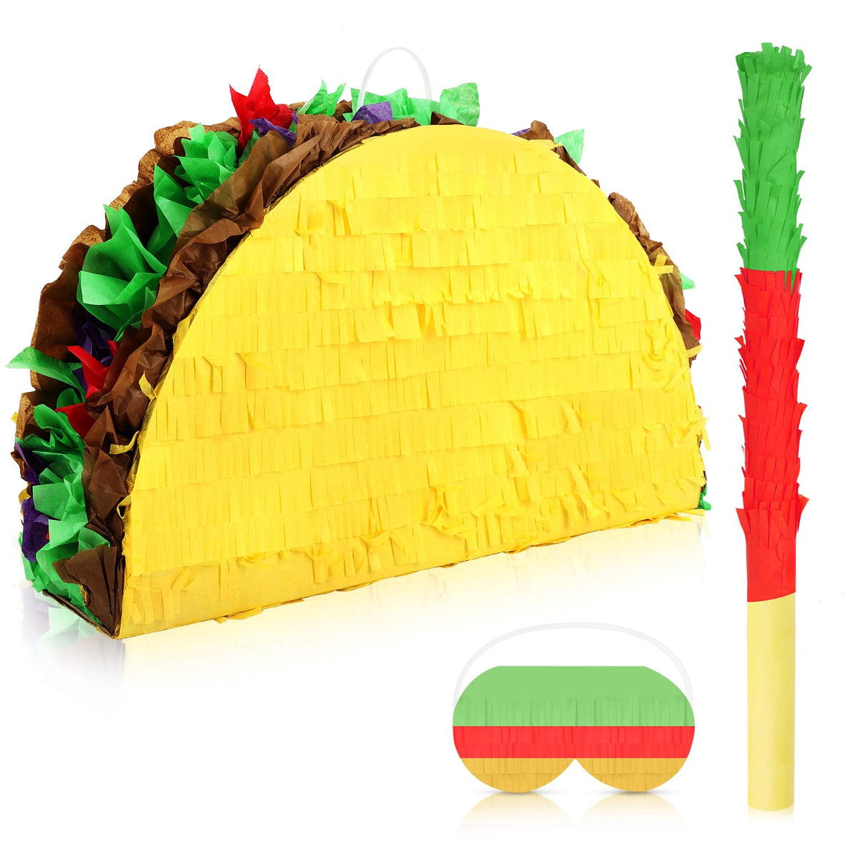 Hooqict taco pinata set front view with vibrant colors for festive decor