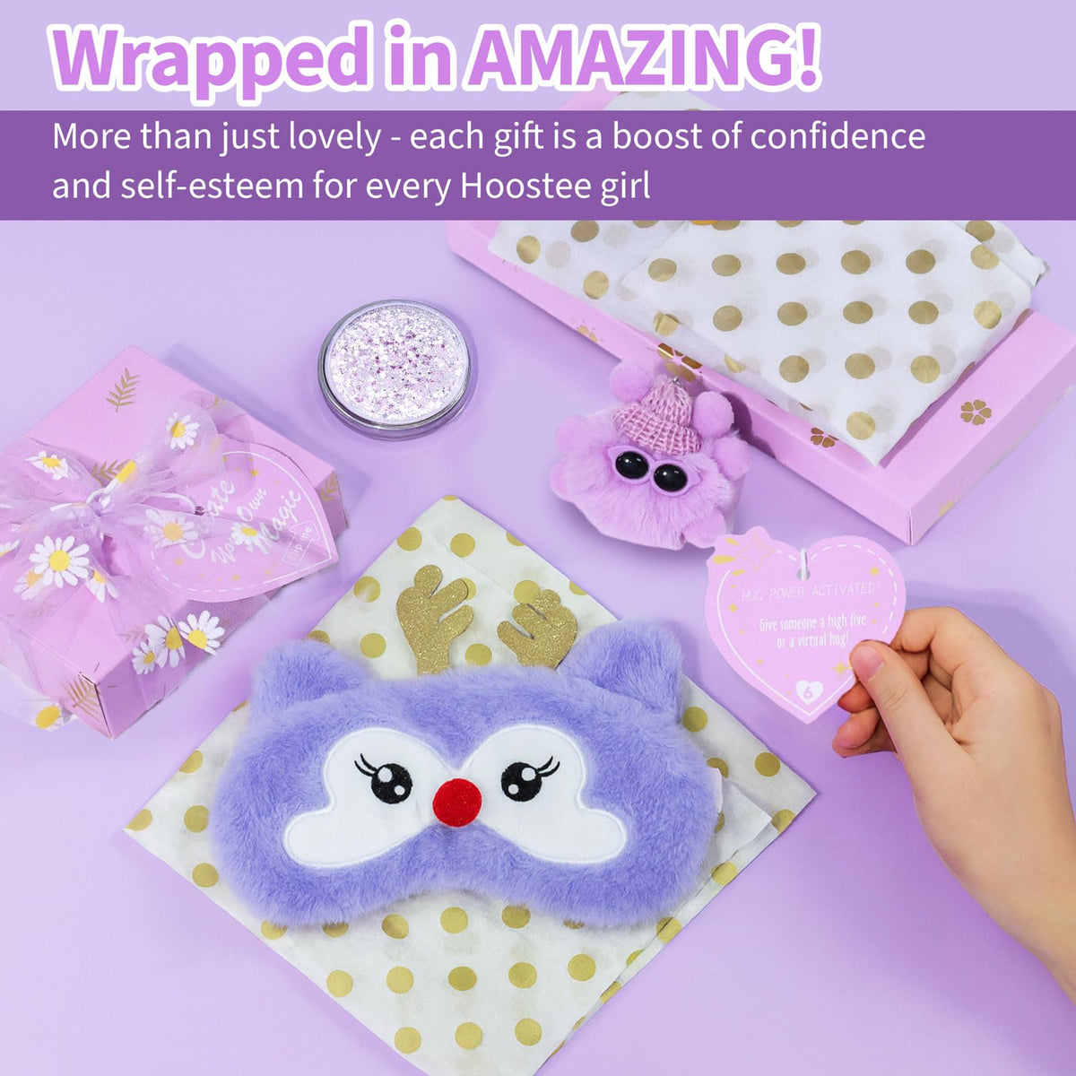 Hoostee fluffy deer eyes sleeping mask promotes restful nights.