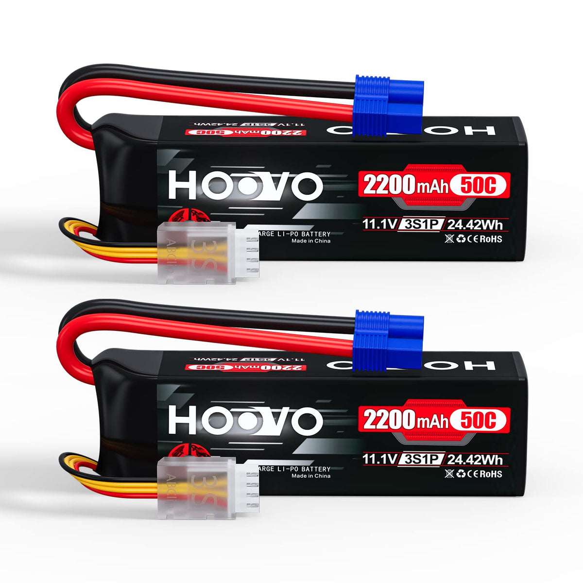 HOOVO 3S 2200mAh EC3-connector battery for reliable RC power.