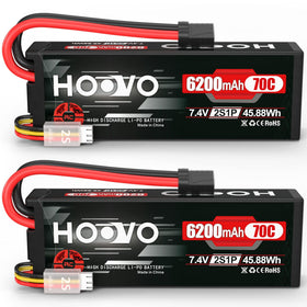 HOOVO front view of the 2S 6200mAh battery for RC power.