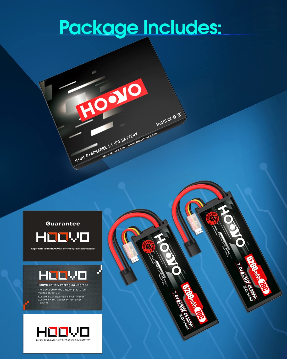 HOOVO packaging shows dual-battery packaging value.